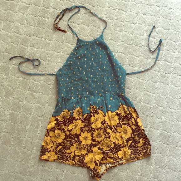 out from under Pants - Romper teal and gold